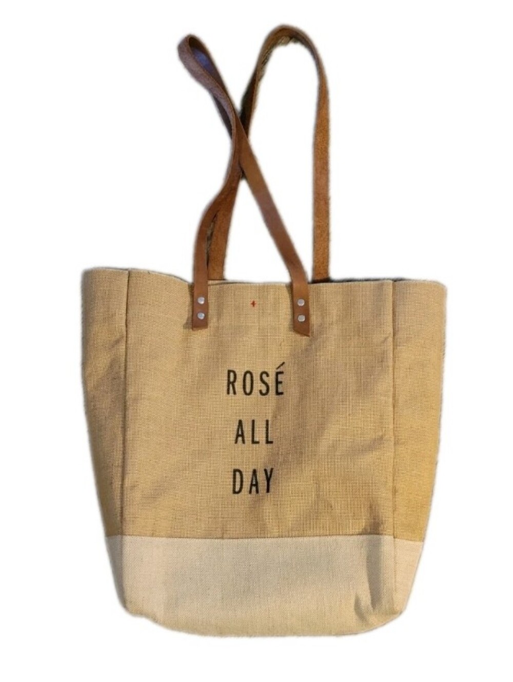 Apolis ROSE` ALL DAY Market Tote Bag Double Leather Straps Reusable Water Resist